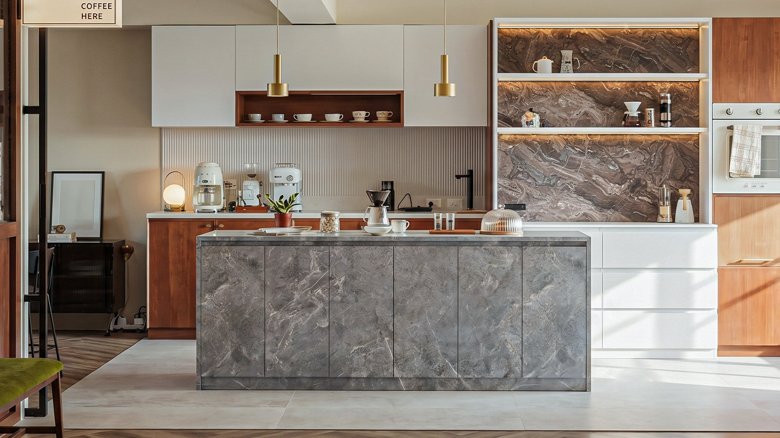 Marble-Look Kitchen Island