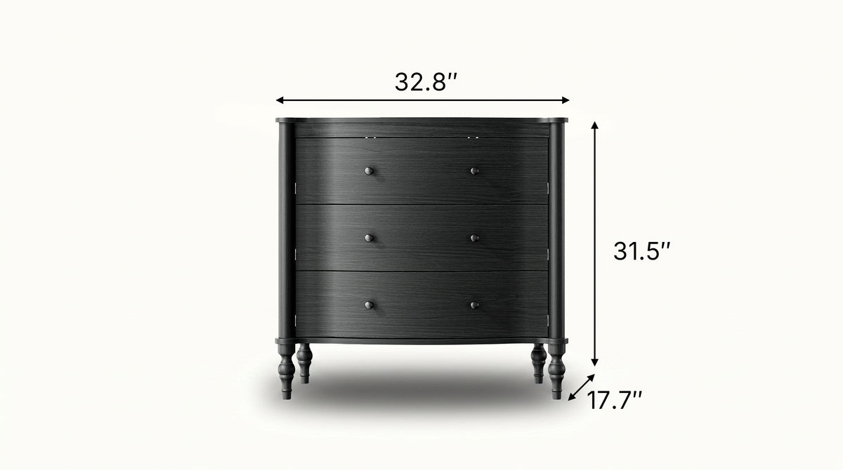 Curva 3-Drawer Nightstand