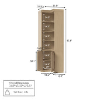 Tall Corner Cabinet with 4-Tier Open Shelves