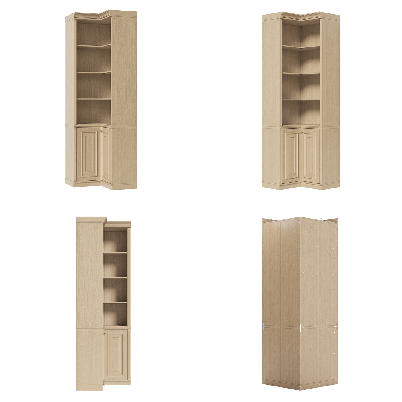 Tall Corner Cabinet with 4-Tier Open Shelves