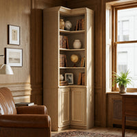 Tall Corner Cabinet with 4-Tier Open Shelves