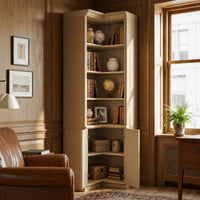 Tall Corner Cabinet with 4-Tier Open Shelves