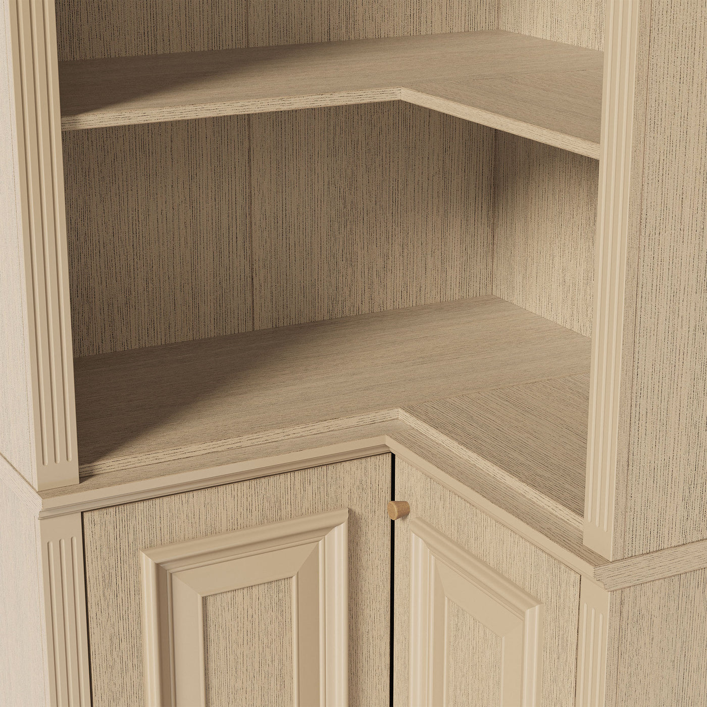 Tall Corner Cabinet with 4-Tier Open Shelves