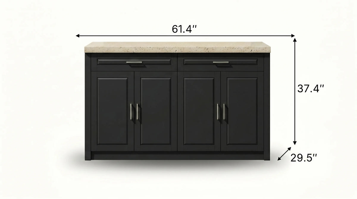Modern Double-Sided Kitchen Island with Storage and Seating Space-Black
