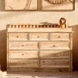 Solid Wood Changing Table with Drawers and Round Knob Handles-Natural