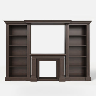 Traditional Entertainment Center with Open Shelves-Brown