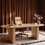 Solid Wood Sculpted Base Office Desk