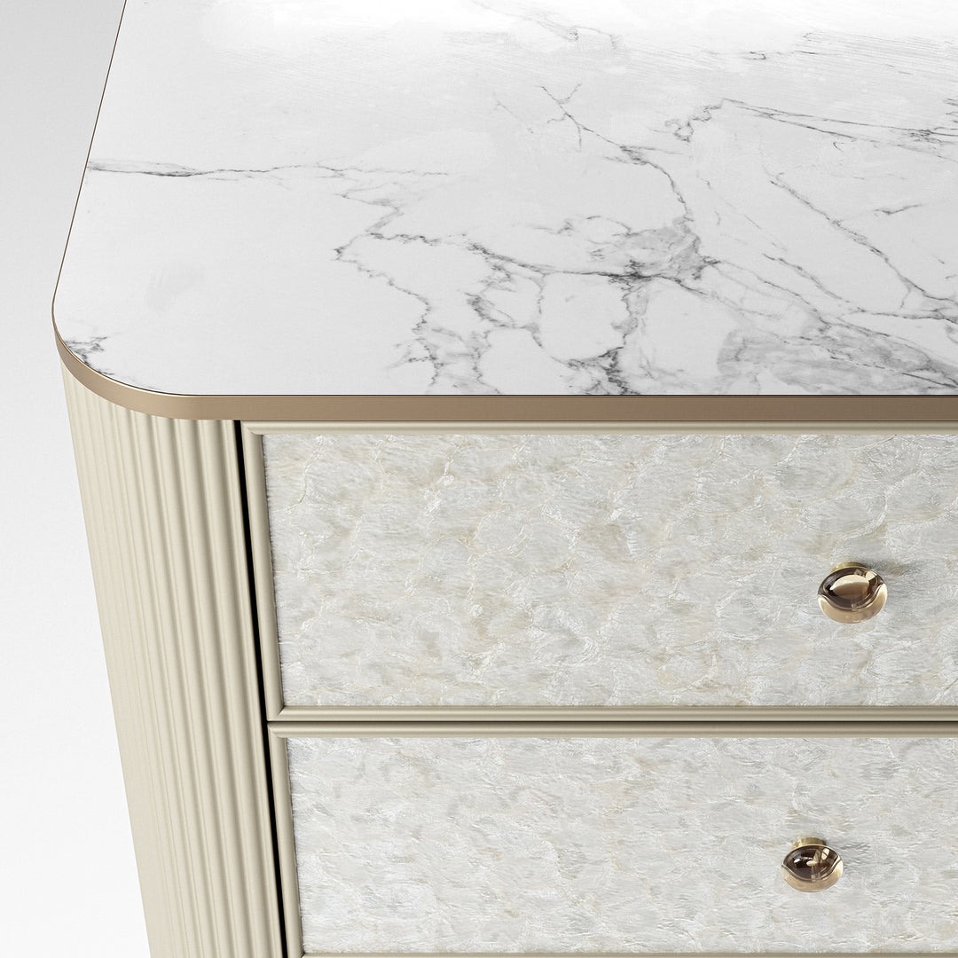 Nacre 5-Drawer Chest with Marble-Style Top