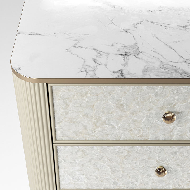 Nacre 5-Drawer Chest with Marble-Style Top