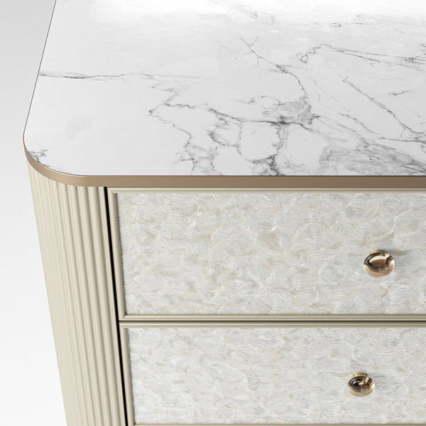 Nacre 5-Drawer Chest with Marble-Style Top