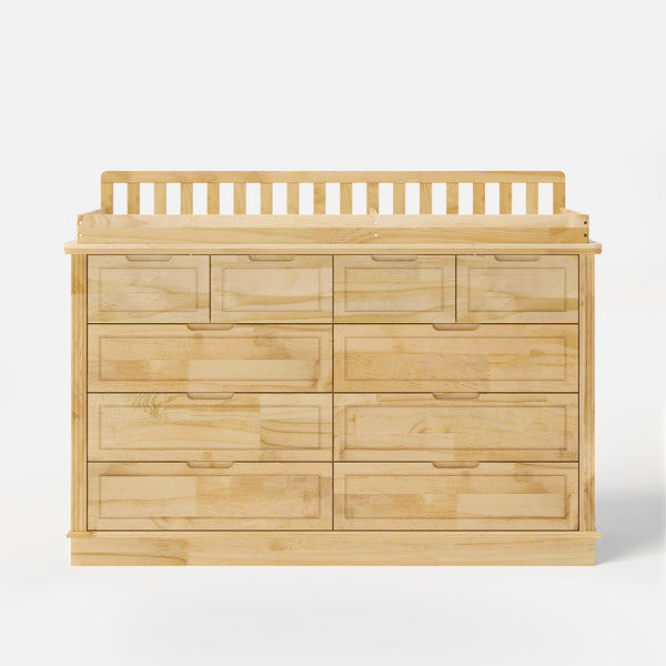 Solid Wood Changing Table with Drawers and Handle-Free Design