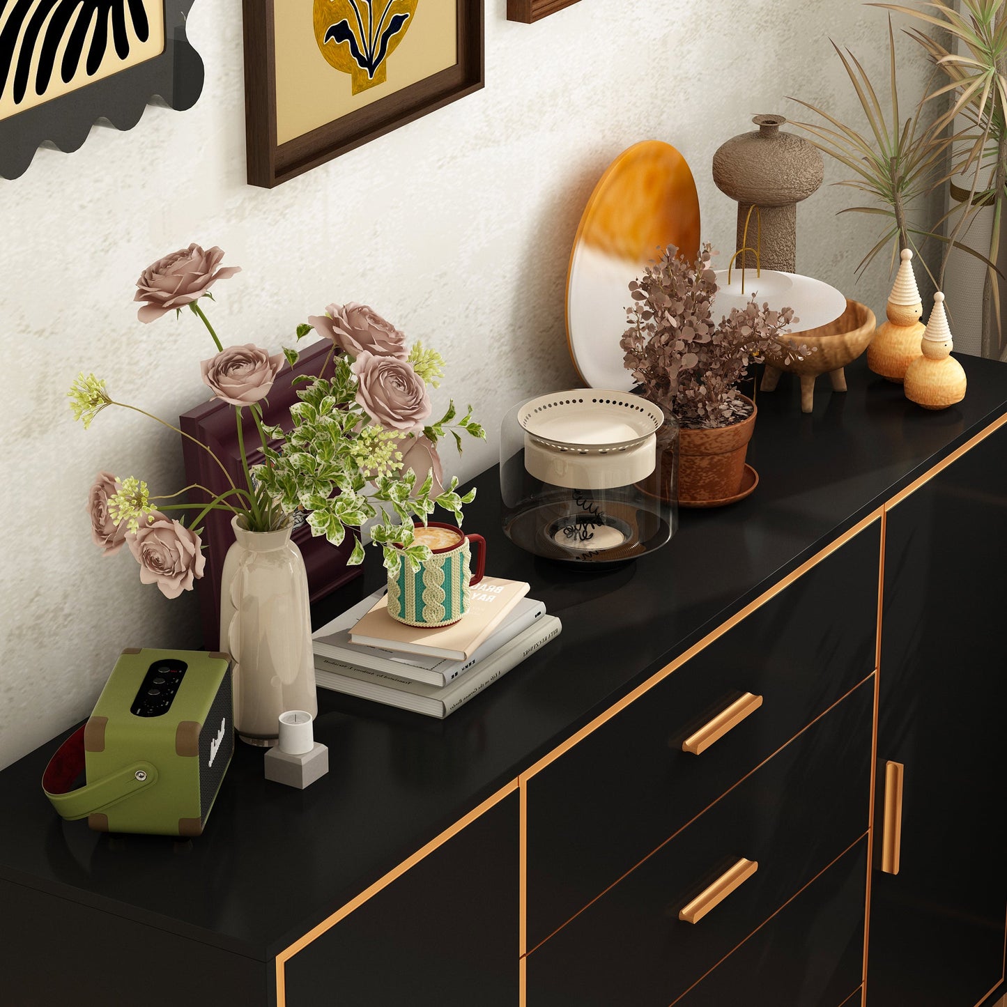 2-Door 4-Drawer Dresser With Adjustable Shelves