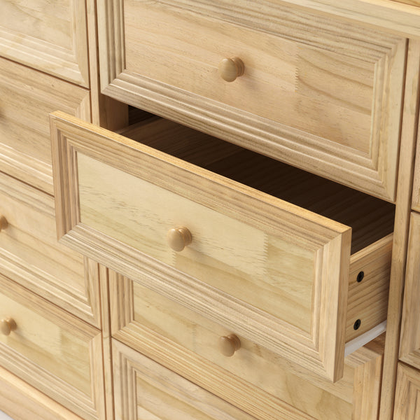 Solid Wood Changing Table with 9 Drawers