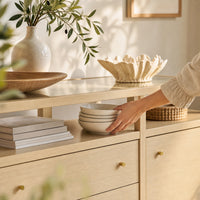 Storage Cabinet with Open Shelf, Drawers and Double Cabinets