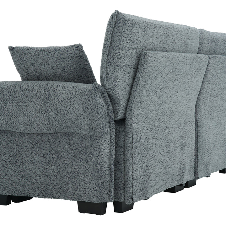4-Piece Modern Upholstered L-Shape Sectional Sofa With Premium Fabric