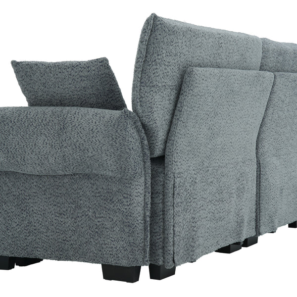 4-Piece Modern Upholstered L-Shape Sectional Sofa With Premium Fabric