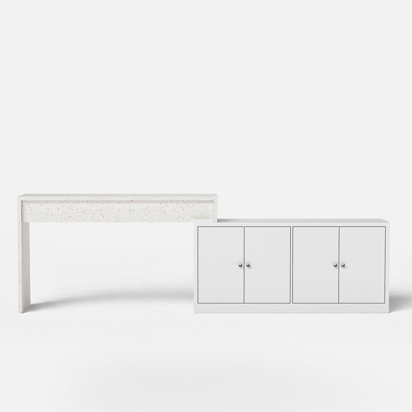 Modern Double-Sided Kitchen Island with Pull-Out Tabletop and Open Shelving