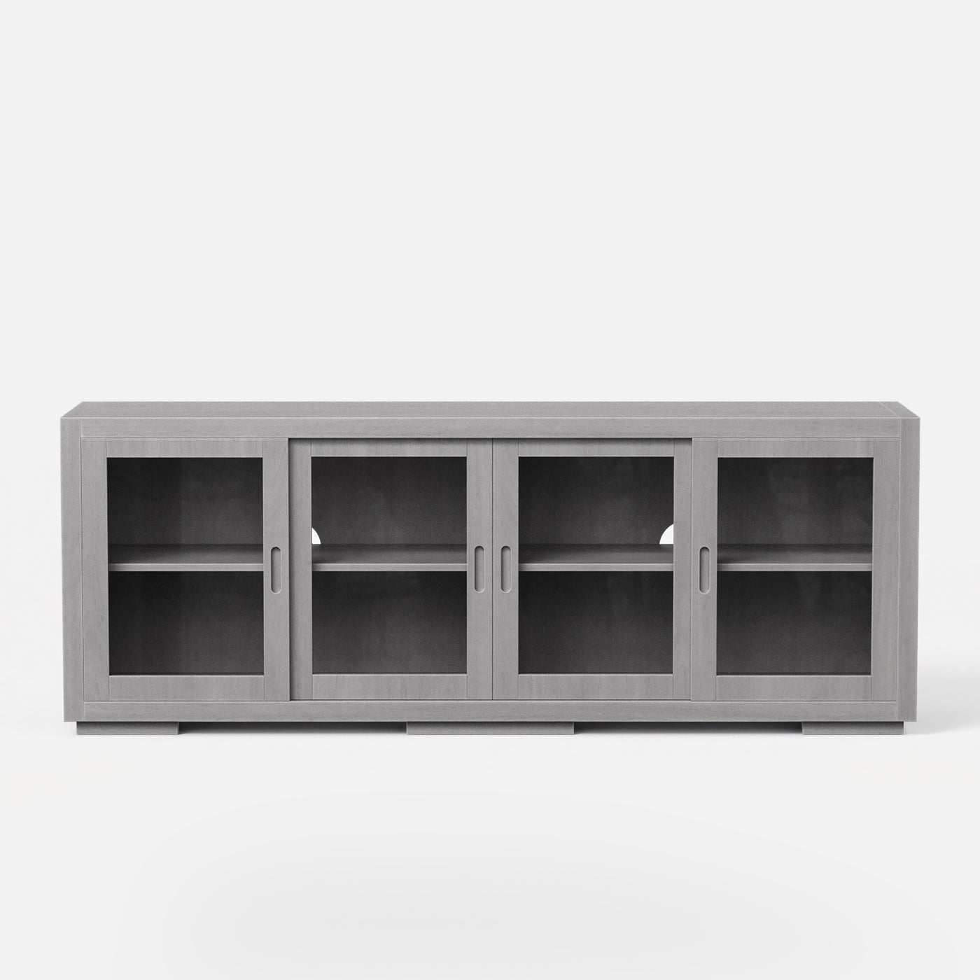 TV Stand with Tempered Glass Sliding Doors and Adjustable Shelves