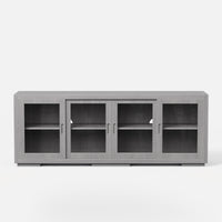 TV Stand with Tempered Glass Sliding Doors and Adjustable Shelves