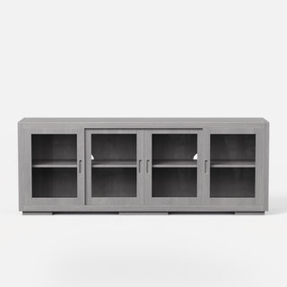 TV Stand with Tempered Glass Sliding Doors and Adjustable Shelves