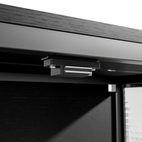 Storage Cabinet with Glass Doors and Metal Frame
