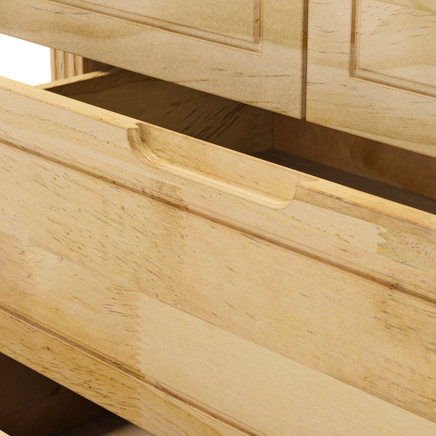 Solid Wood Changing Table with Drawers and Handle-Free Design