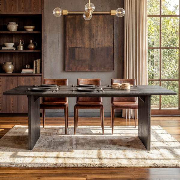 Dark Wood Dining Table with Split-Top Design