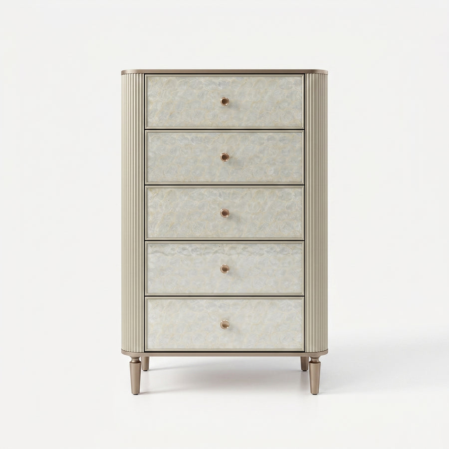Nacre 5-Drawer Chest with Marble-Style Top