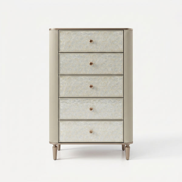 Nacre 5-Drawer Chest with Marble-Style Top