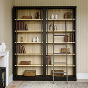 Two-Tone Double Bookcase with Rolling Ladder