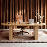 Solid Wood Sculpted Base Office Desk
