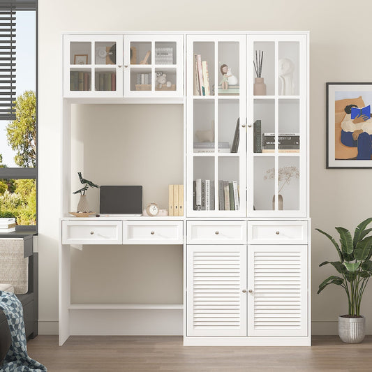 4 Drawer Multi-Door Office Storage Cabinet With Desk
