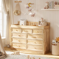Solid Wood Changing Table with Drawers and Round Knob Handles