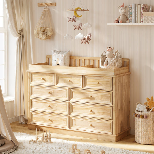 Solid Wood Changing Table with Drawers and Round Knob Handles