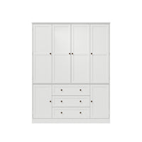 6-Door Wardrobe Armoire with Drawers - White