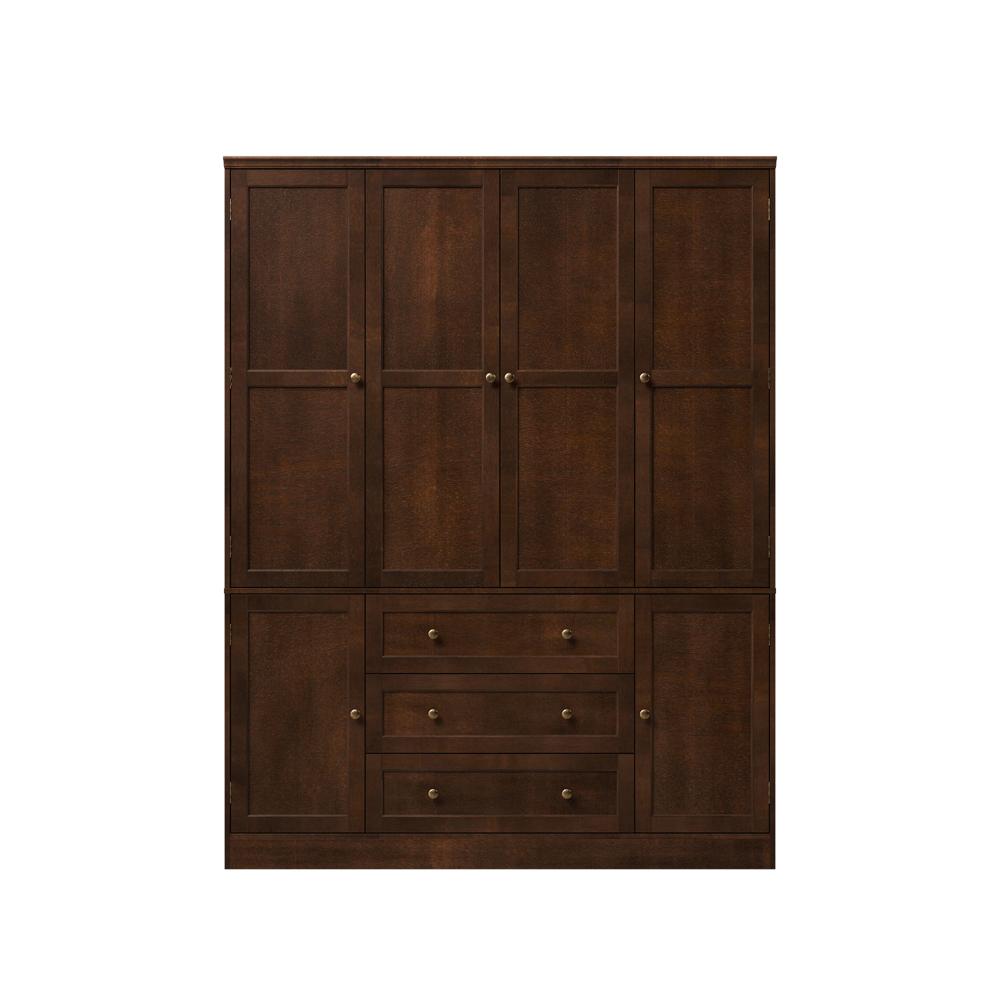 6-Door Wardrobe Armoire with Drawers - Dark Brown