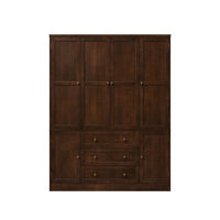 6-Door Wardrobe Armoire with Drawers - Dark Brown