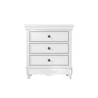 White Classic 3-Drawer Nightstand with Metal Handles