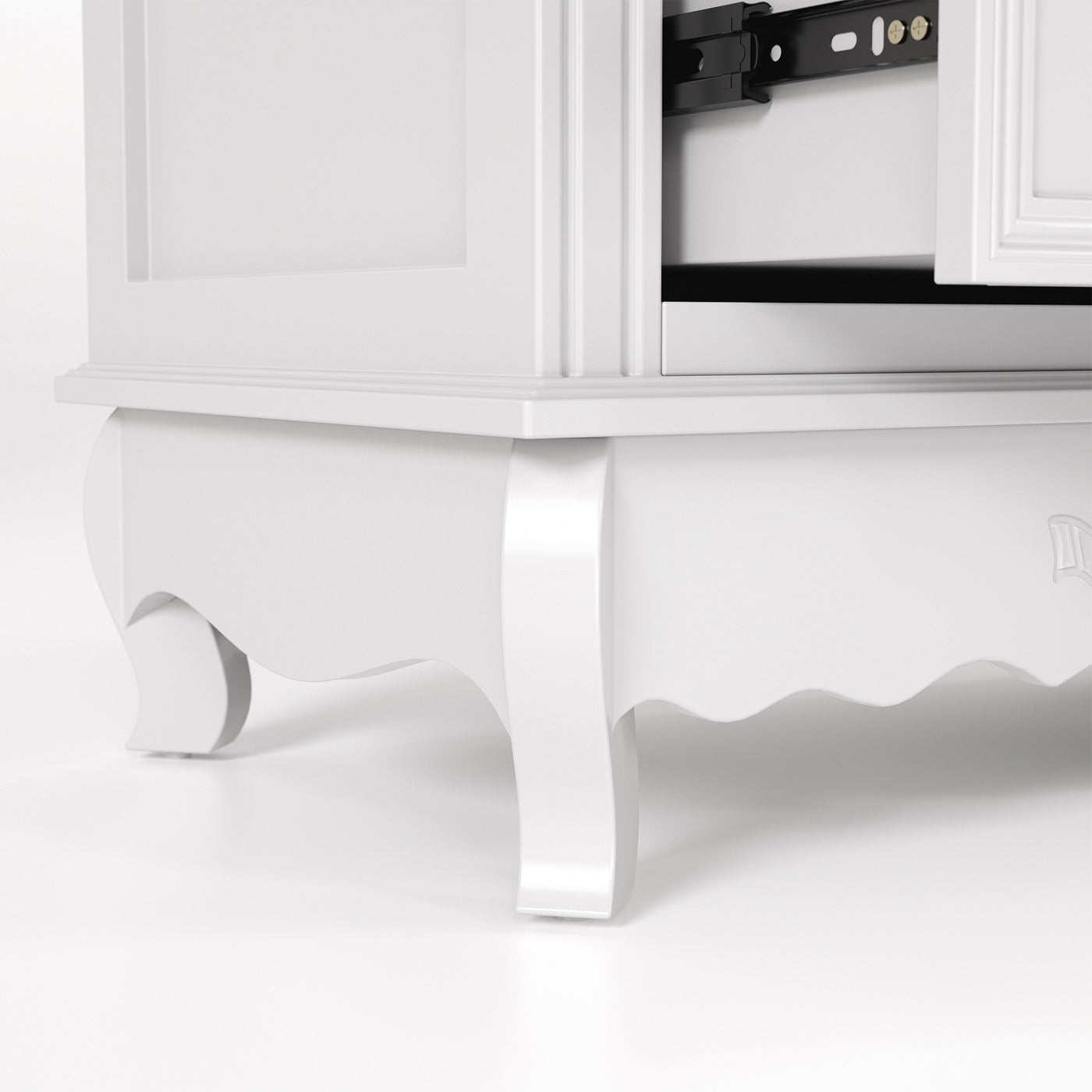 White Classic 3-Drawer Nightstand with Metal Handles