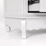 White Classic 3-Drawer Nightstand with Metal Handles, Set of 2