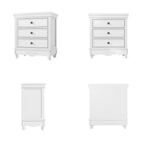 White Classic 3-Drawer Nightstand with Metal Handles