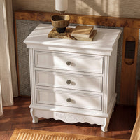 White Classic 3-Drawer Nightstand with Metal Handles