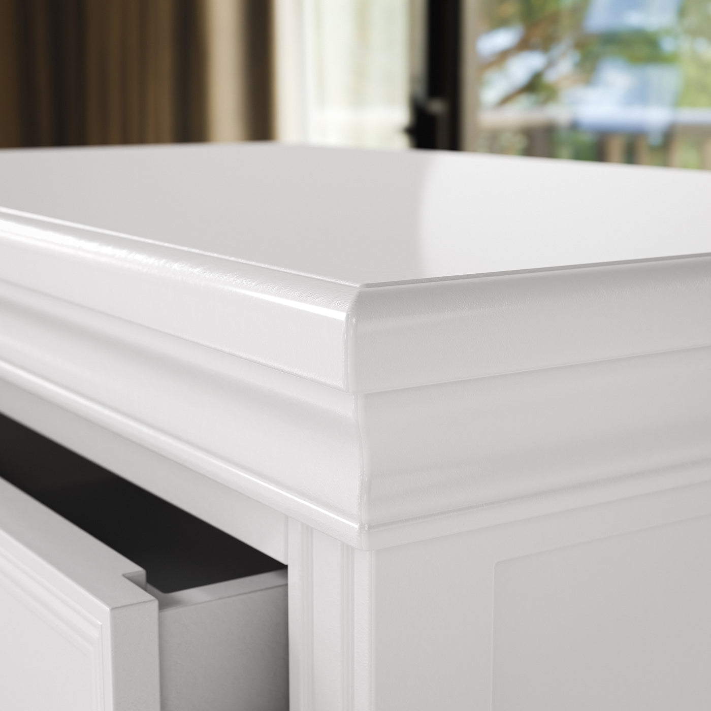 White Classic 3-Drawer Nightstand with Metal Handles