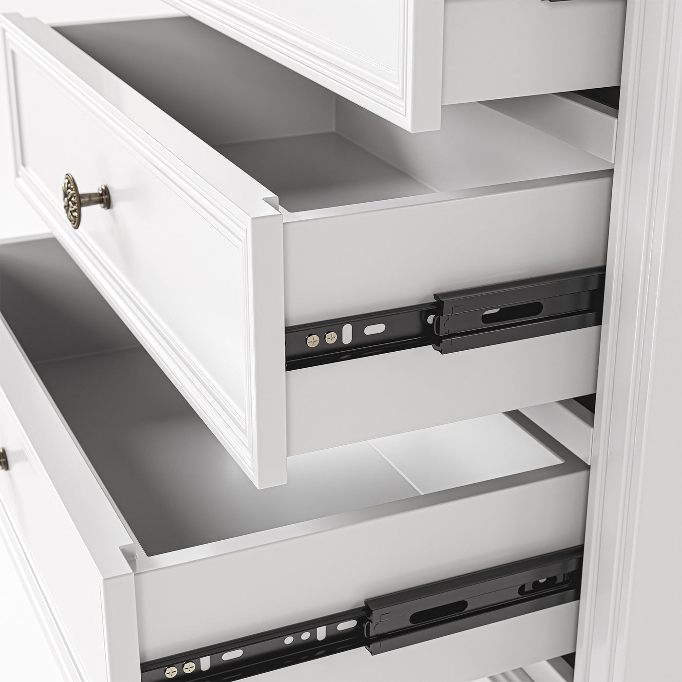 White Classic 3-Drawer Nightstand with Metal Handles