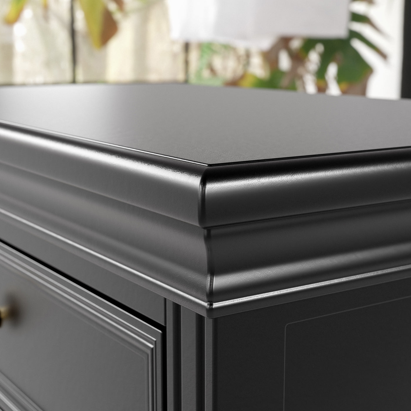 Black Classic 3-Drawer Nightstand with Metal Handles, Set of 2