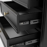 Black Classic 3-Drawer Nightstand with Metal Handles, Set of 2