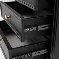 Black Classic 3-Drawer Nightstand with Metal Handles, Set of 2