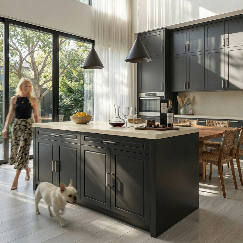 Modern Double-Sided Kitchen Island with Storage and Seating Space