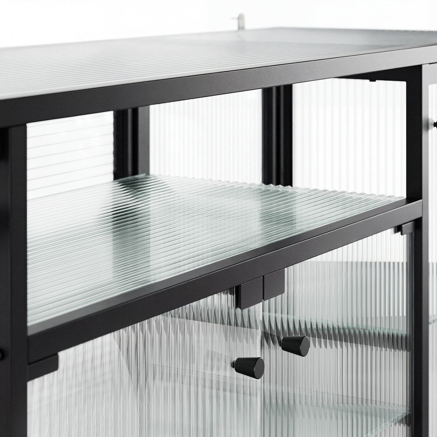 Display Cabinet with LED Lighting and Open Shelving