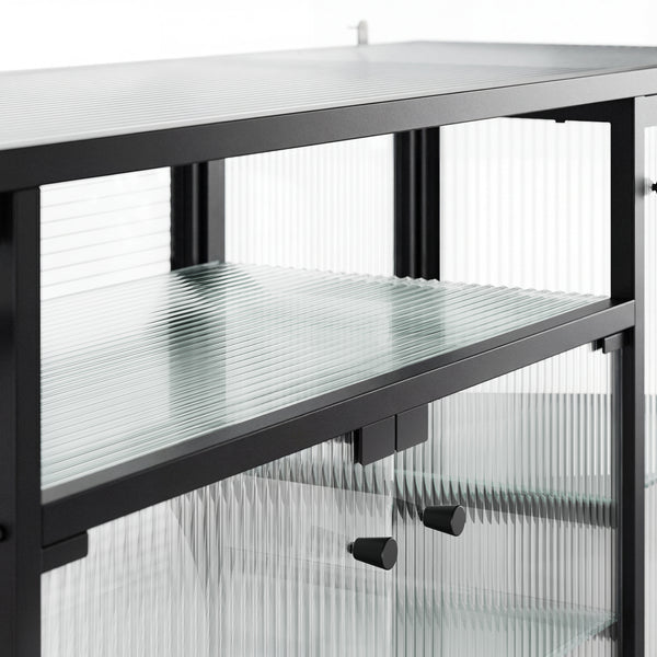 Display Cabinet with LED Lighting and Open Shelving